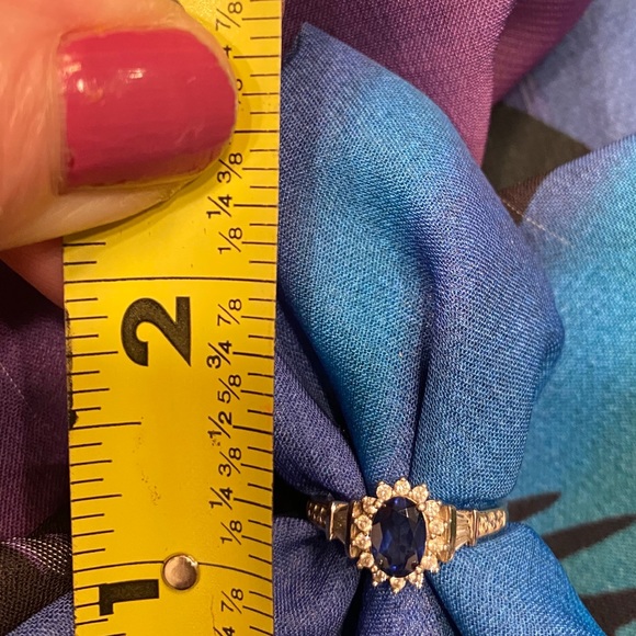 .925 Sterling Silver Blue Sapphire Ring size 7 - Picture 4 of 4